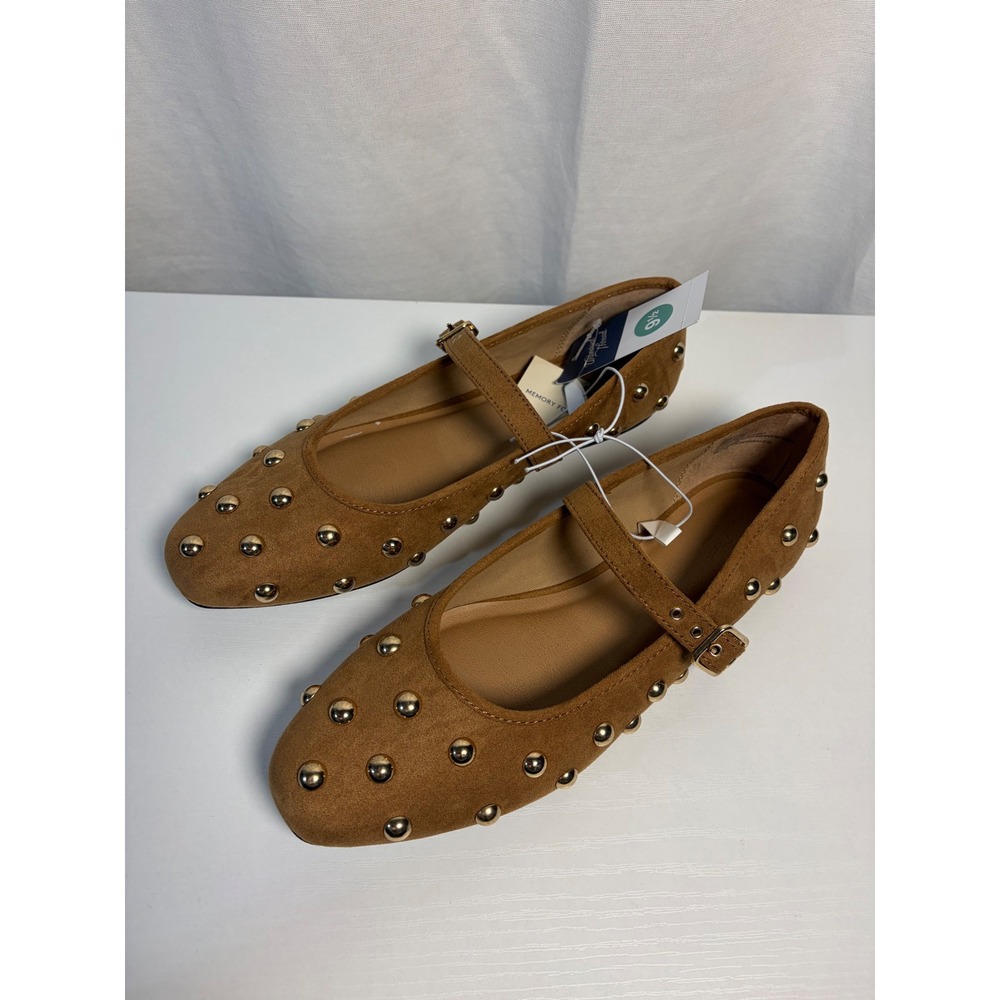 Universal Thread Penny Studded Mary Jane Flats Cognac Brown 9.5